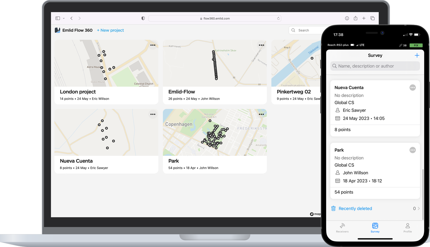 GPS Reach RS3 incluye la aplicación Emlid Flow en escritorio